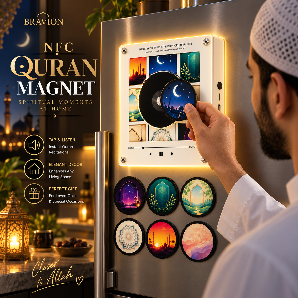 Koran-Player Magnet am Kühlschrank