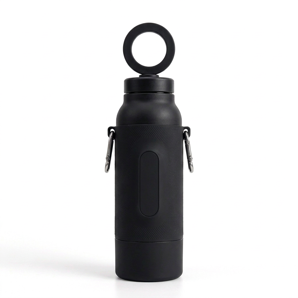 Gym-Flasche in Schwarz, Vorderansicht